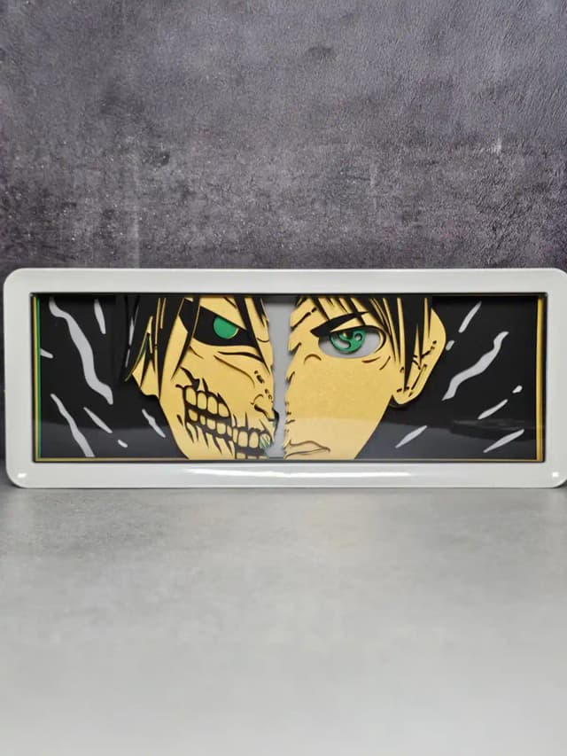 Attack on Titan Eren Yeager Multi-Color LED Shadow Box Art with Remote
