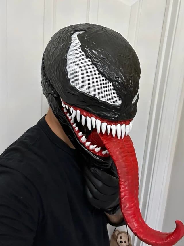 Venom Mask with Movable Jaw & Long Tongue
