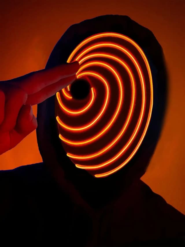 LED Swirl Anime Mask – Light-Up Obito/Kamui Cosplay EL Wire Mask